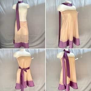 Women's Sheer Mesh Tulle Skirt Sz 4 Satin Trim WITH Satin Scarf Chic Fairy